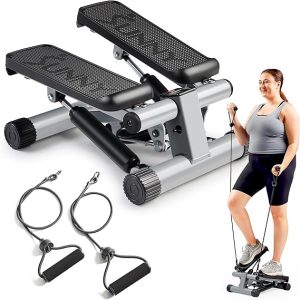 Sunny Health & FitnessTwisting Stair Stepper Machine with Resistance Bands